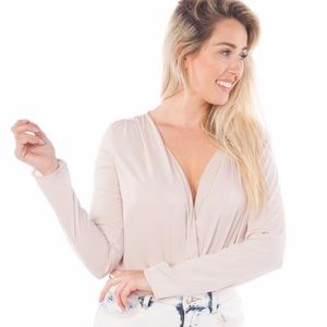 Light Pink/Champagne Silk Wrap Bodysuit